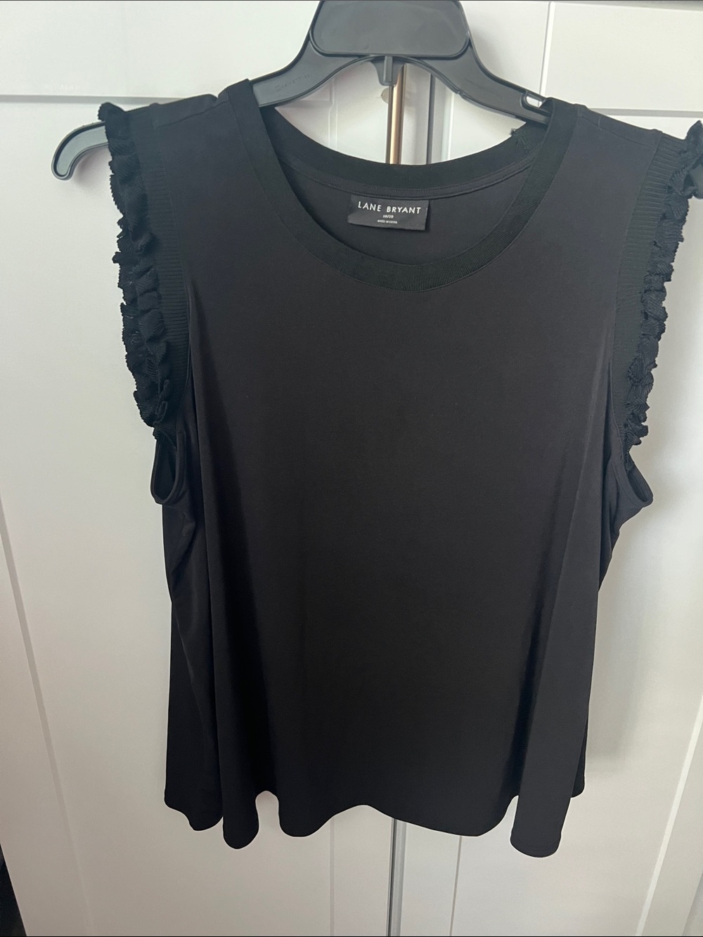Lane Bryant Black Ruffle-Trim Sleeveless Tank
